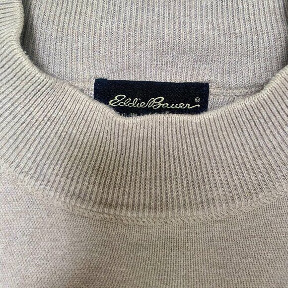 Eddie Bauer Men's Mock Turtleneck Sweater, Pale Gray, Cotton, Size XXL. - Picture 3 of 12